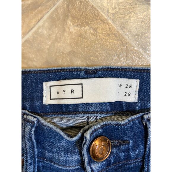 AYR The Chiller Skinny Jeans Women's 25 Skinny Stretch‎ Mid‑Rise Blue Denim Dark - Picture 10 of 13